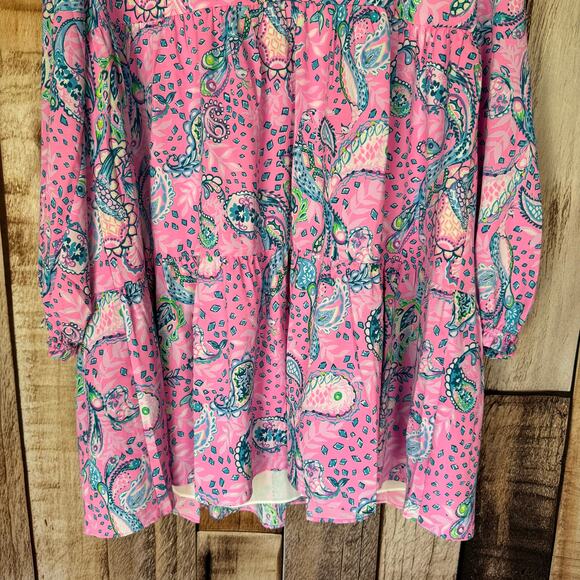 Lilly Pulitzer Dress Winona Stretch Strut Your Stuff Plumeria Pink Medium Beach - Picture 4 of 9